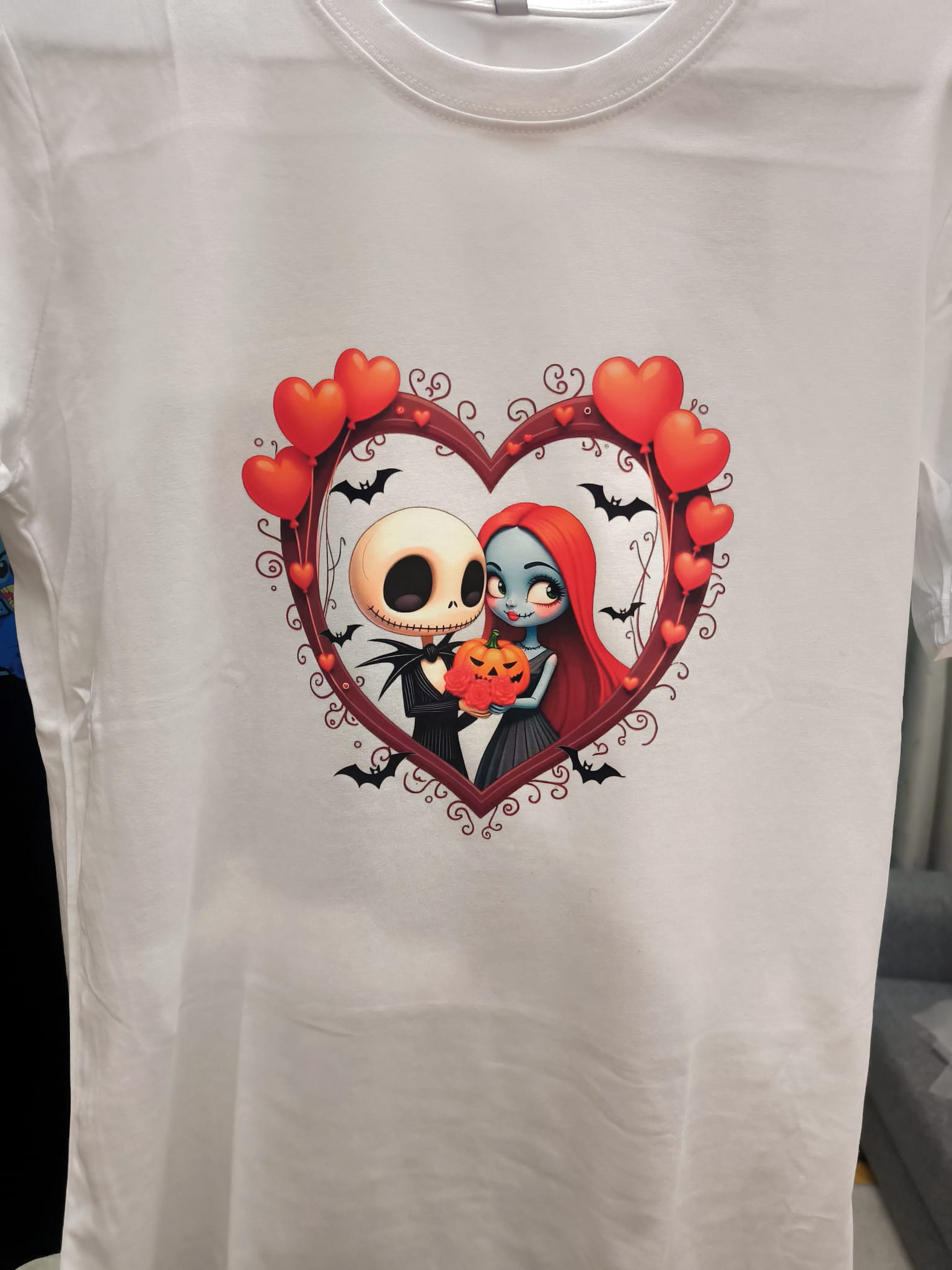 Camiseta personalizada Jack y Sally Pesadilla antes de Navidad - diseño corazón Halloween