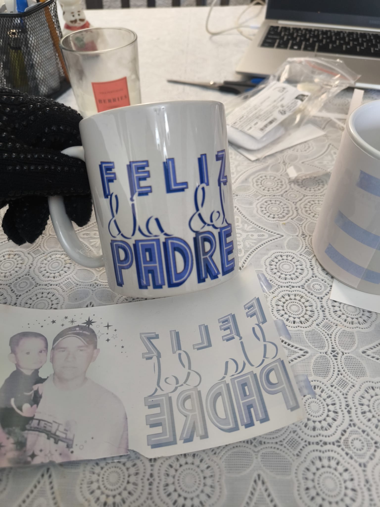 Taza personalizada Feliz Día del Padre tipografía bold azul - regalo especial para papá